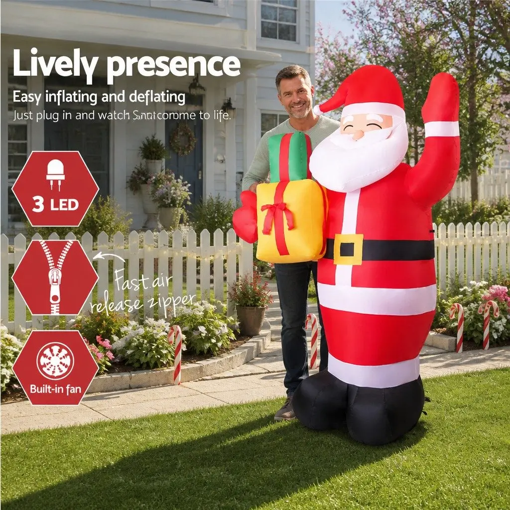 Christmas Inflatable Santa Decoration 2.4M Multicoloured with LED Lights for Indoor and Outdoor Use