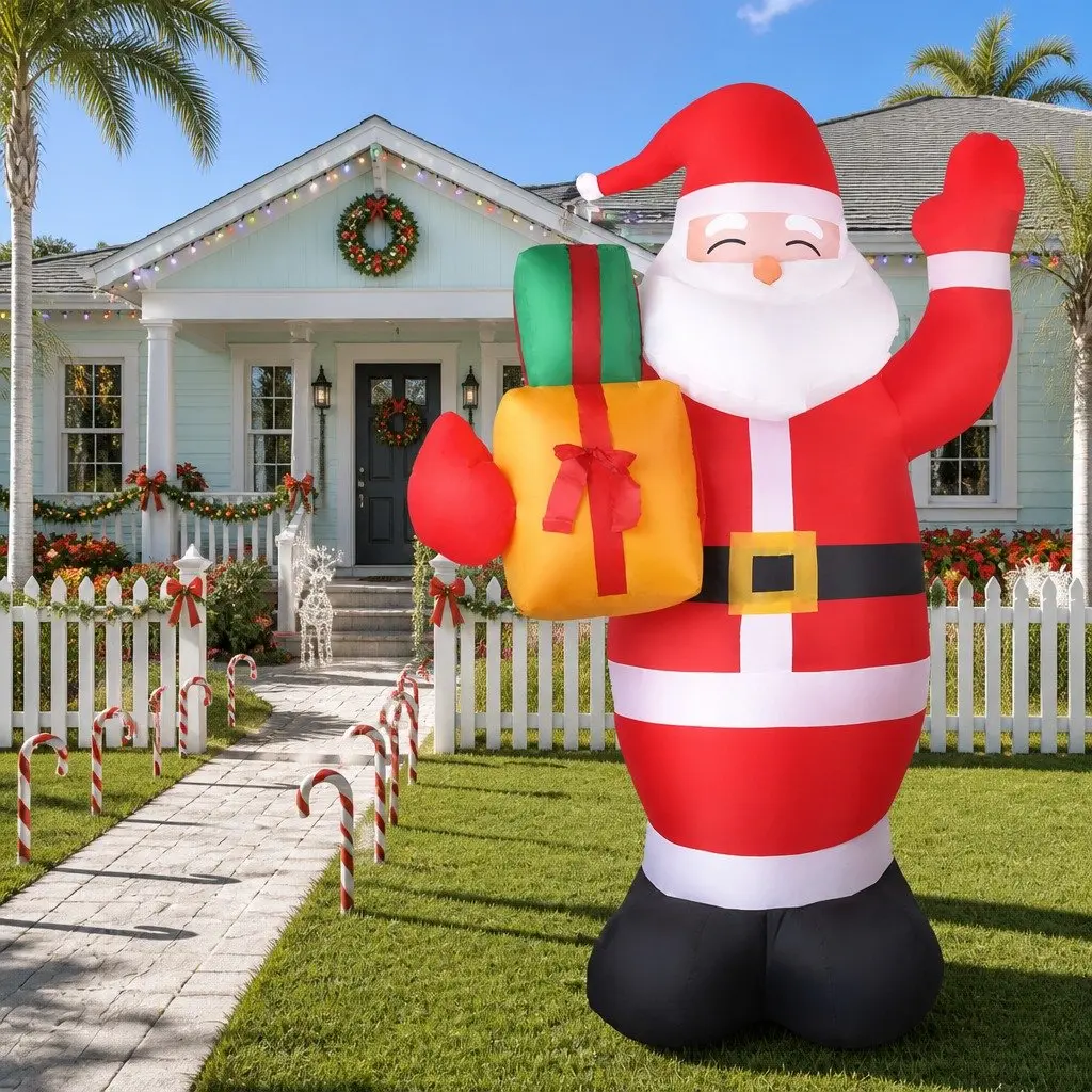 Christmas Inflatable Santa Decoration 2.4M Multicoloured with LED Lights for Indoor and Outdoor Use