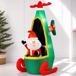 Christmas Inflatable Santa Helicopter 2.55M LED Illuminated Indoor Outdoor