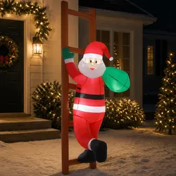 Warm and Practical 2.45M Inflatable Santa with Ladder