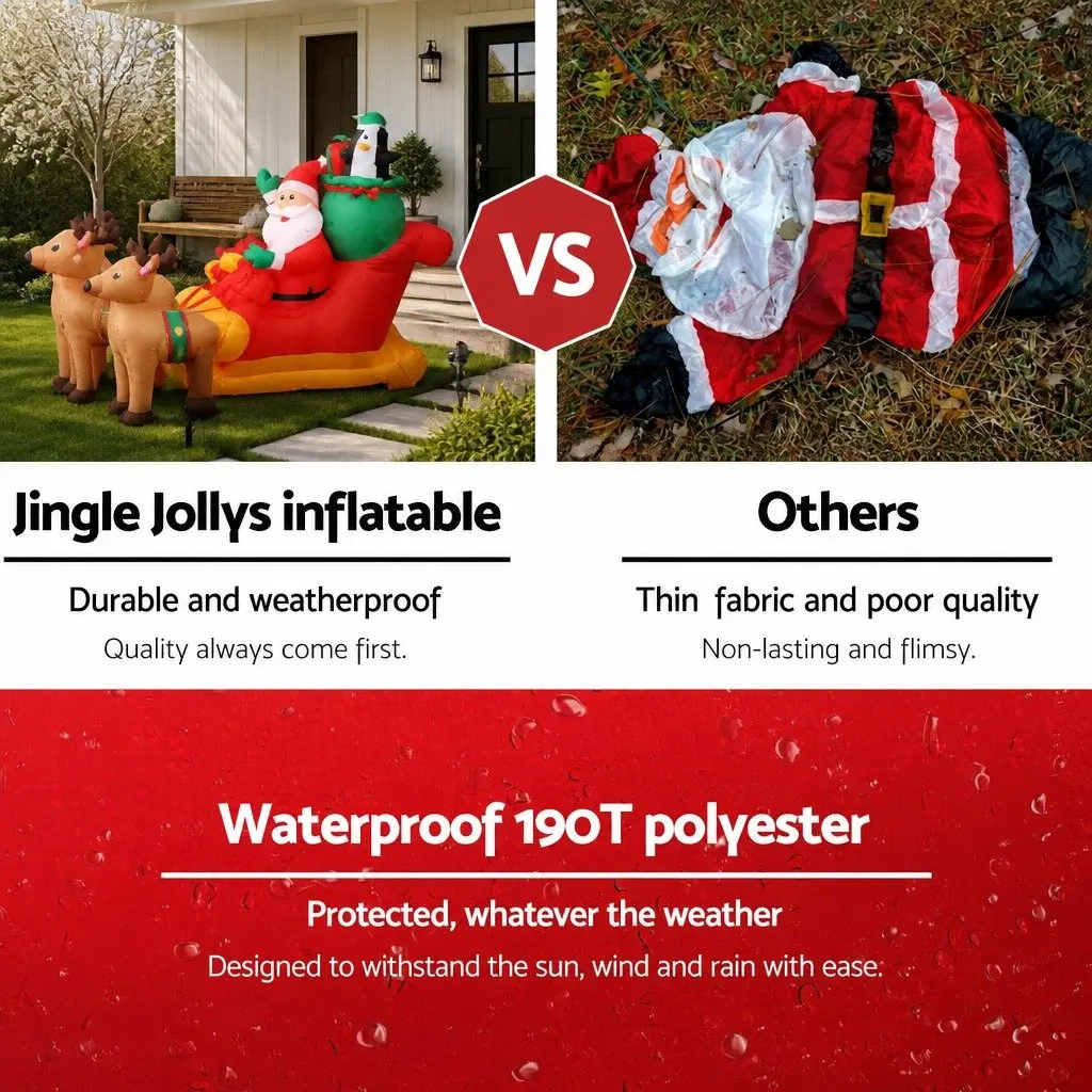 Christmas Inflatable Santa Sleigh Decoration 2.2M LED Illuminated Outdoor Indoor