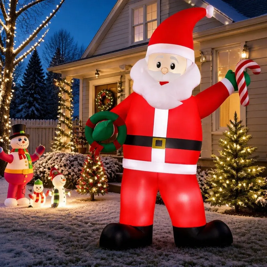 Inflatable Santa Decoration 3.8M Height LED Outdoor Multicolour