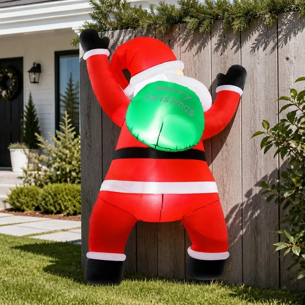 Christmas Inflatable Santa Climbing Decoration 1.9M LED Multicolour