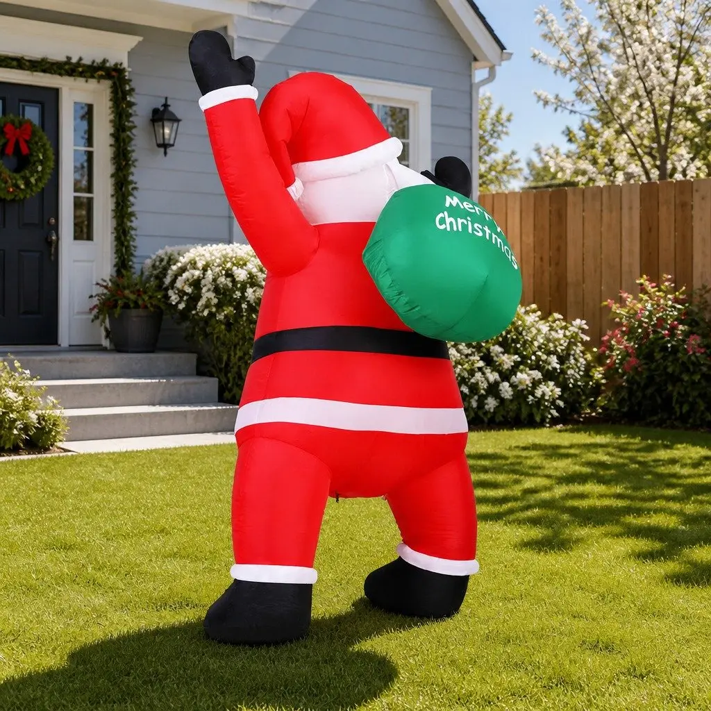 Christmas Inflatable Santa Climbing Decoration 1.9M LED Multicolour