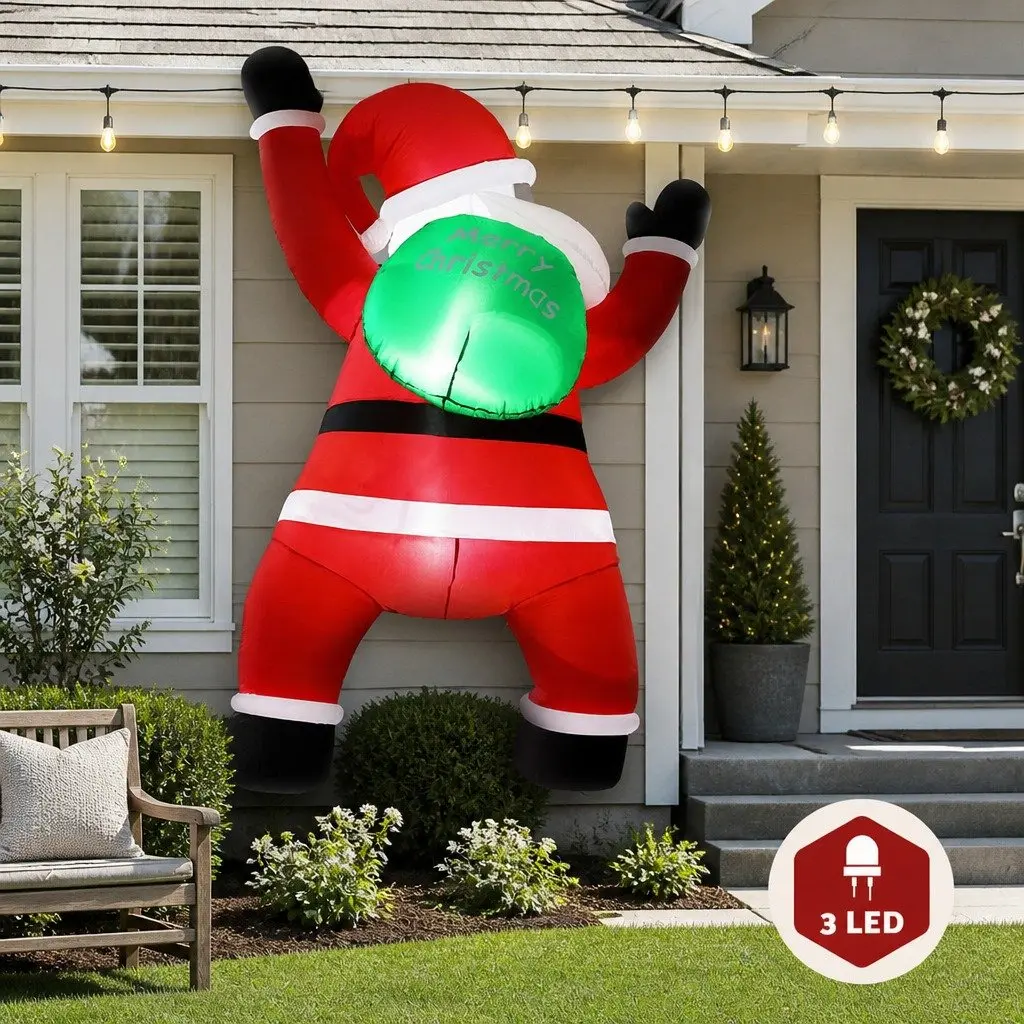 Christmas Inflatable Santa Climbing Decoration 1.9M LED Multicolour