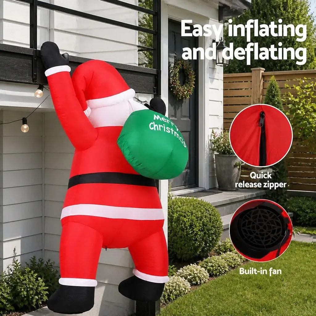 Christmas Inflatable Santa Climbing Decoration 1.9M LED Multicolour