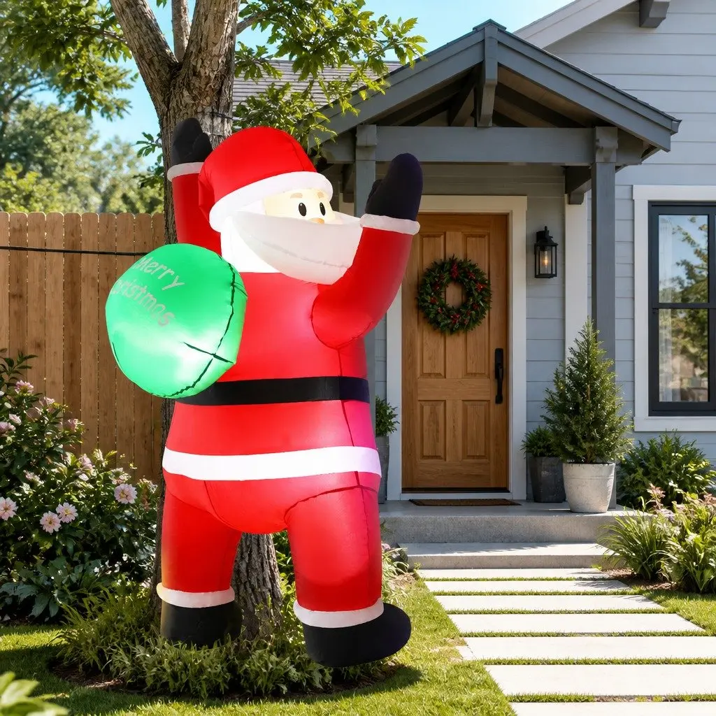 Christmas Inflatable Santa Climbing Decoration 1.9M LED Multicolour