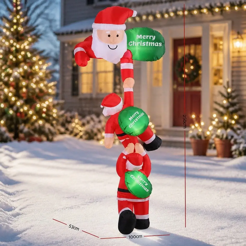 Christmas Inflatable Climbing Santa Decoration 2.5M Multicolour LED Indoor Outdoor