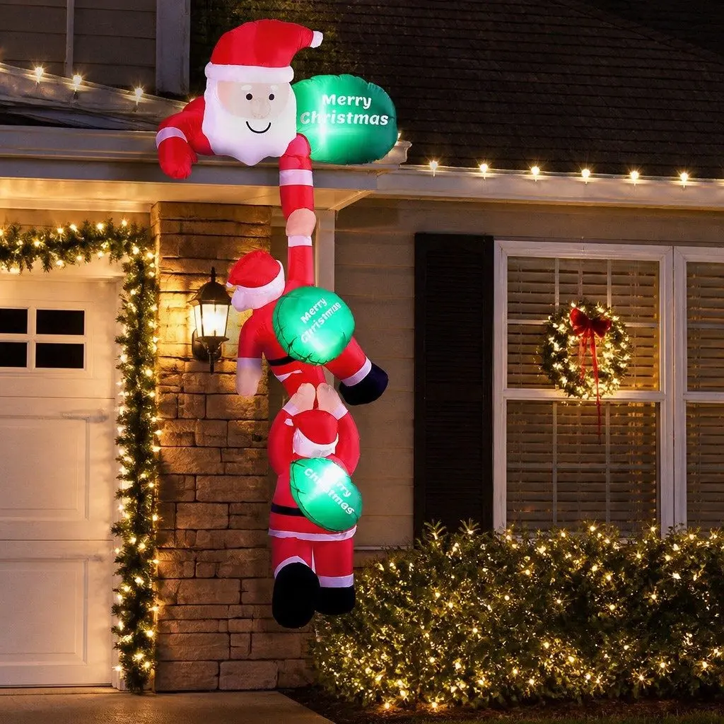 Christmas Inflatable Climbing Santa Decoration 2.5M Multicolour LED Indoor Outdoor