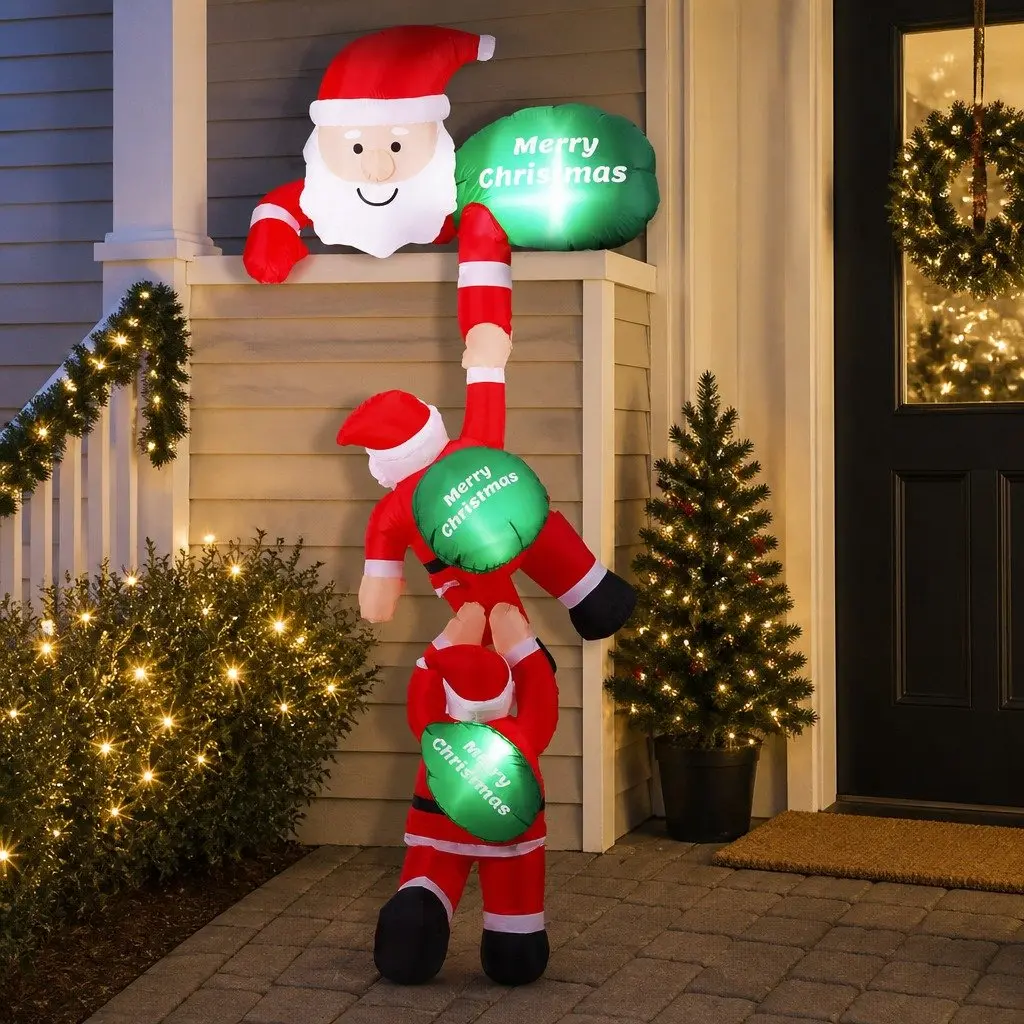Christmas Inflatable Climbing Santa Decoration 2.5M Multicolour LED Indoor Outdoor