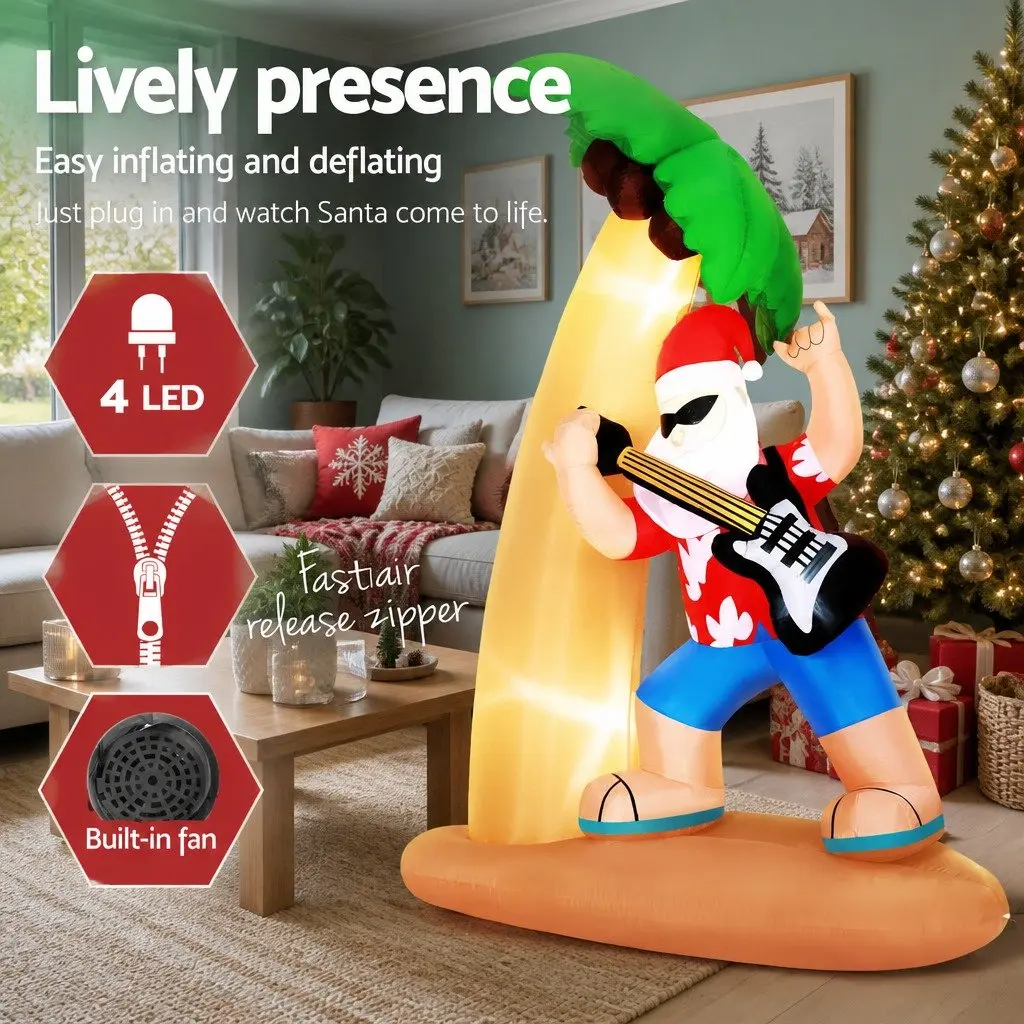 Christmas Inflatable Santa Guitar 2.1M LED Illuminated Outdoor Indoor Decoration