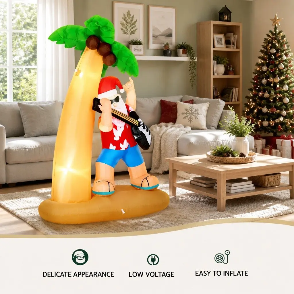 Christmas Inflatable Santa Guitar 2.1M LED Illuminated Outdoor Indoor Decoration