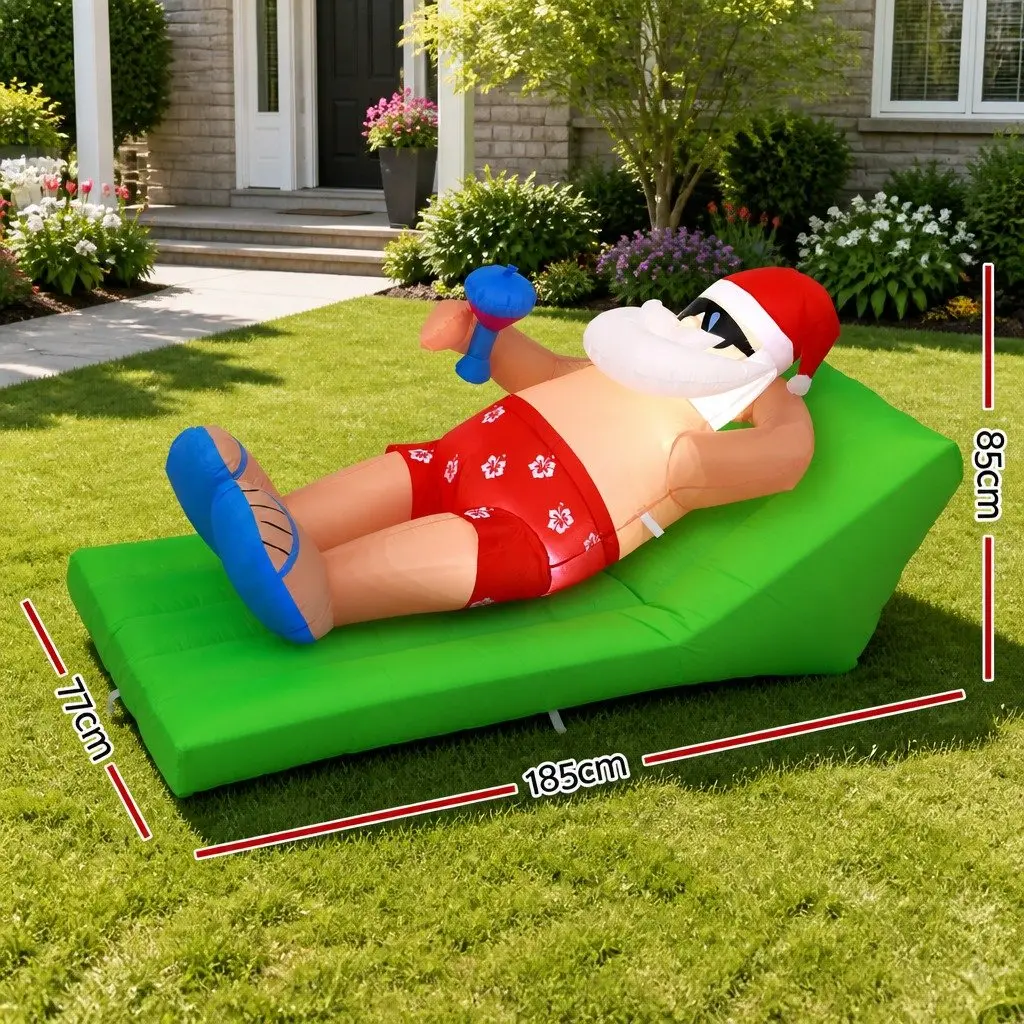 Christmas Inflatable Santa Bench 1.8M LED Illuminated Outdoor Indoor Decoration
