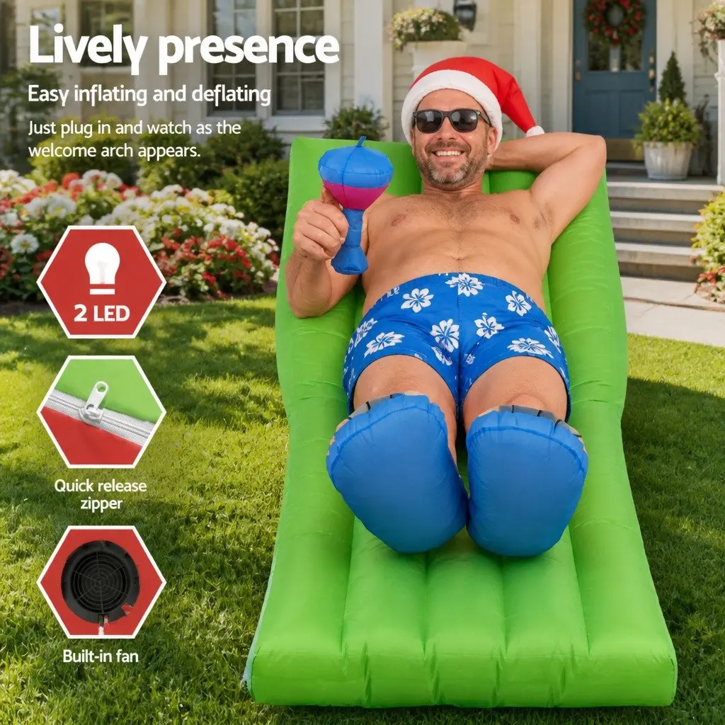 Christmas Inflatable Santa Bench 1.8M LED Illuminated Outdoor Indoor Decoration