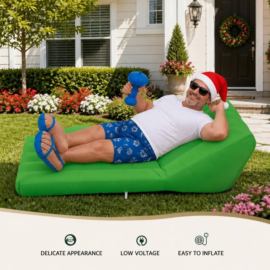 Christmas Inflatable Santa Bench 1.8M LED Illuminated Outdoor Indoor Decoration
