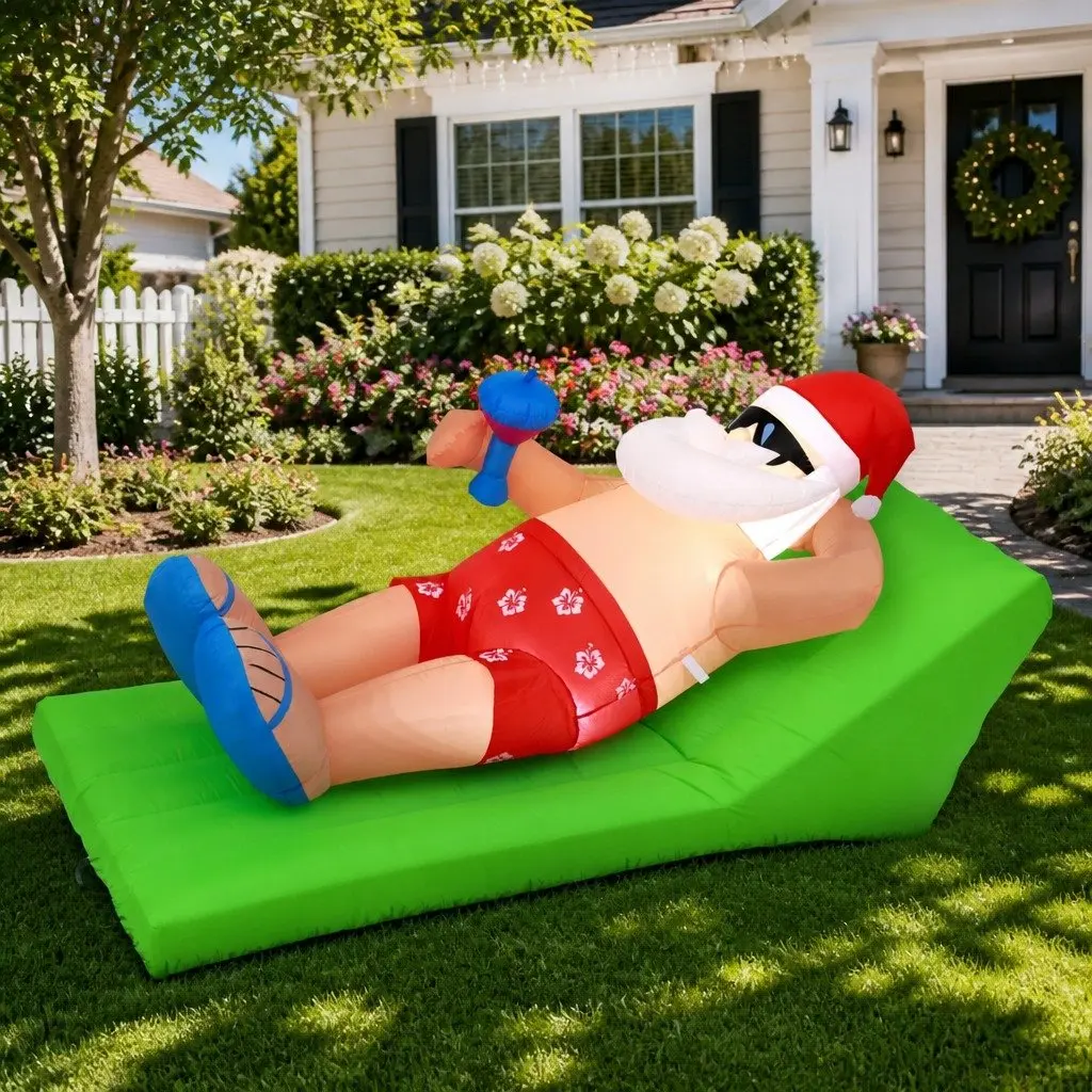 Christmas Inflatable Santa Bench 1.8M LED Illuminated Outdoor Indoor Decoration