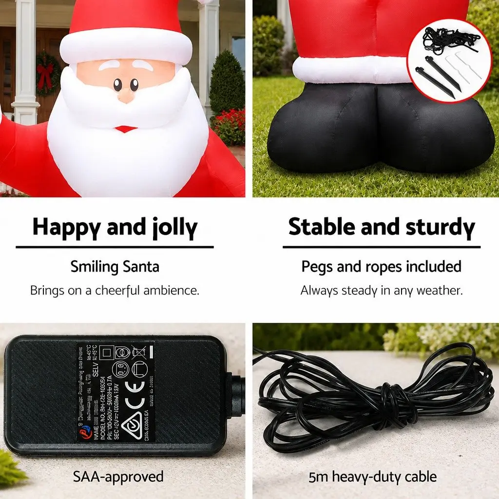 Christmas Inflatable Santa 5M Illuminated Outdoor Indoor Festive Decorations