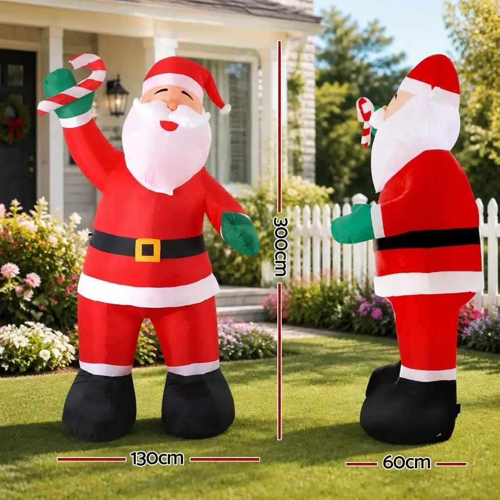 Inflatable Christmas Santa Decoration 3M LED Red and White Indoor Outdoor