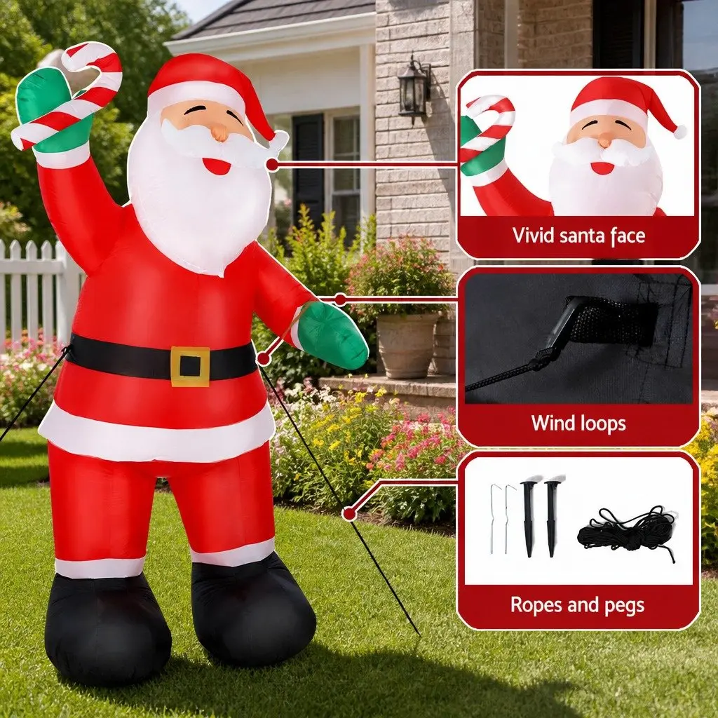 Inflatable Christmas Santa Decoration 3M LED Red and White Indoor Outdoor