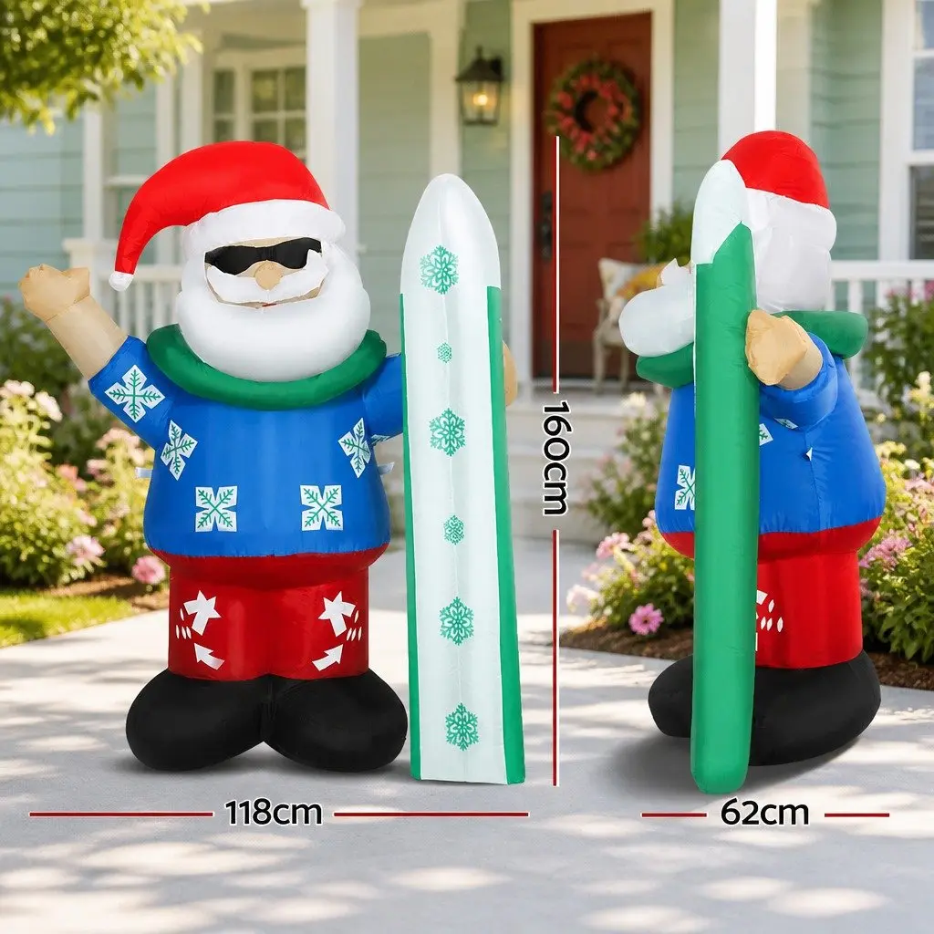 Christmas Inflatable Decoration Santa 1.6M Multicoloured with LED Lights