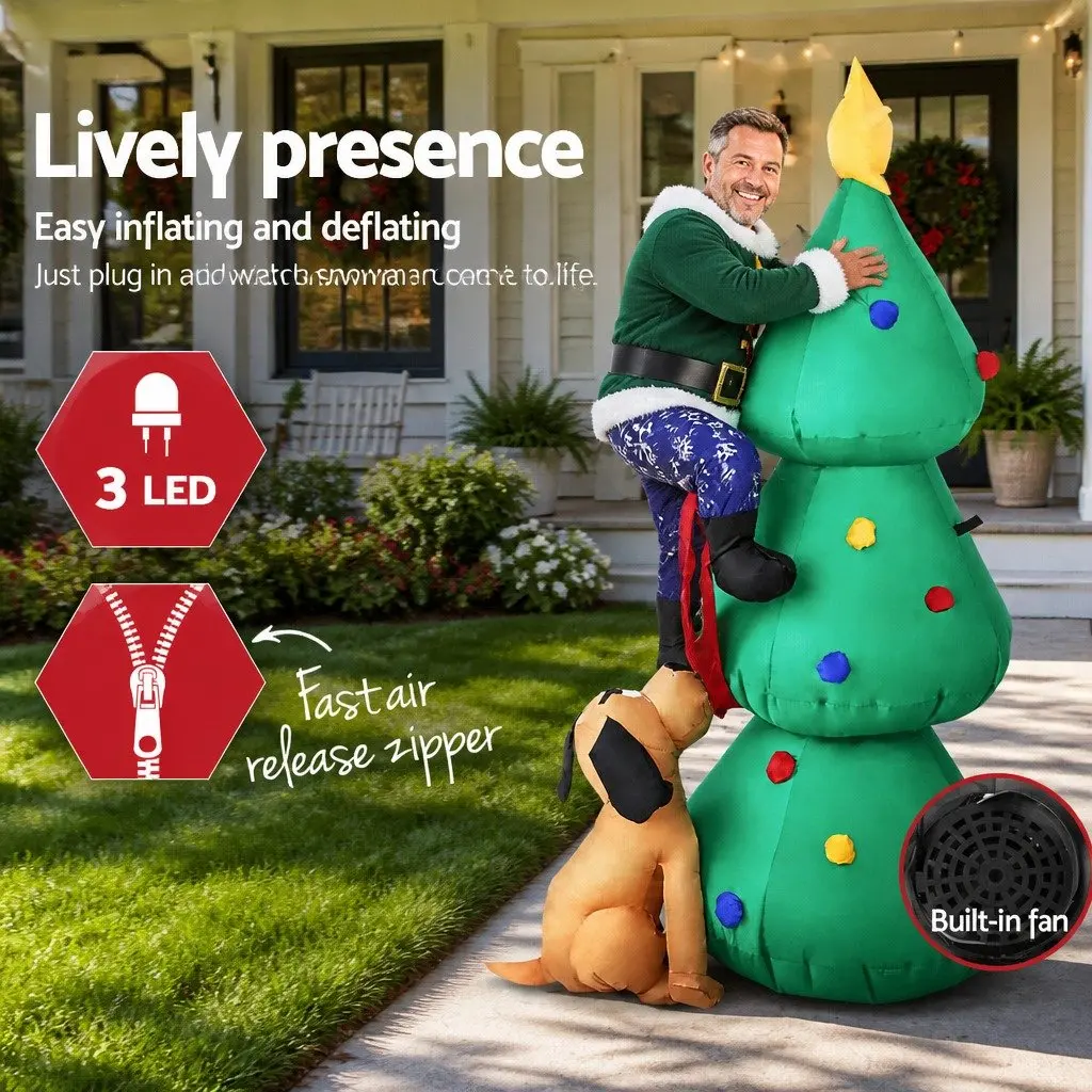 Christmas Inflatable Santa Tree 1.8M LED Multicoloured Outdoor Decor