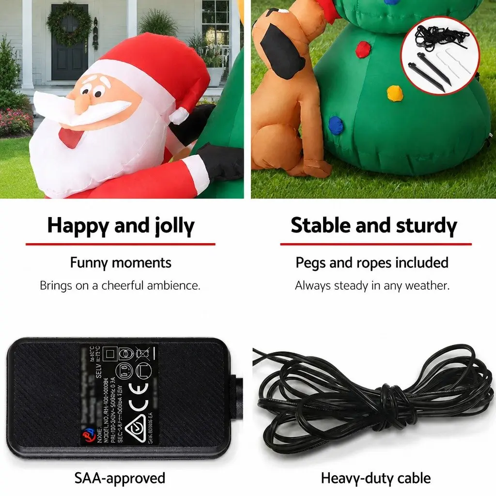 Christmas Inflatable Santa Tree 1.8M LED Multicoloured Outdoor Decor