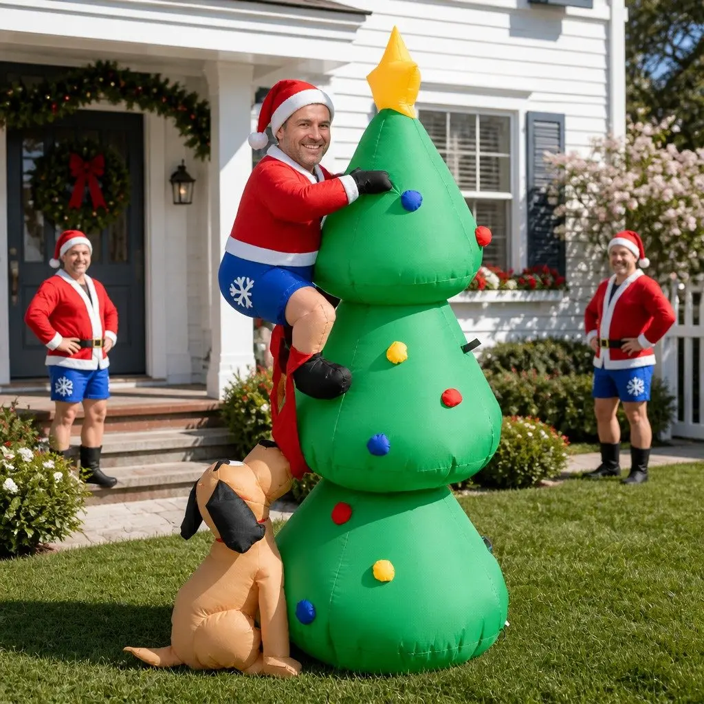 Christmas Inflatable Santa Tree 1.8M LED Multicoloured Outdoor Decor