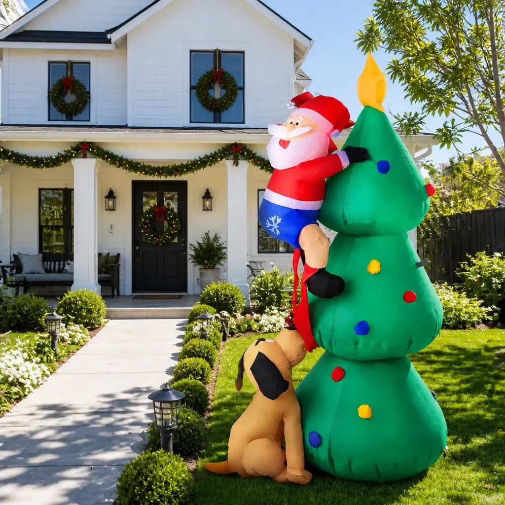Christmas Inflatable Santa Tree 1.8M LED Multicoloured Outdoor Decor