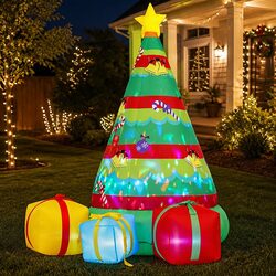 Christmas Inflatable Gift Tree 2.2M Height Flashing Light Outdoor Indoor