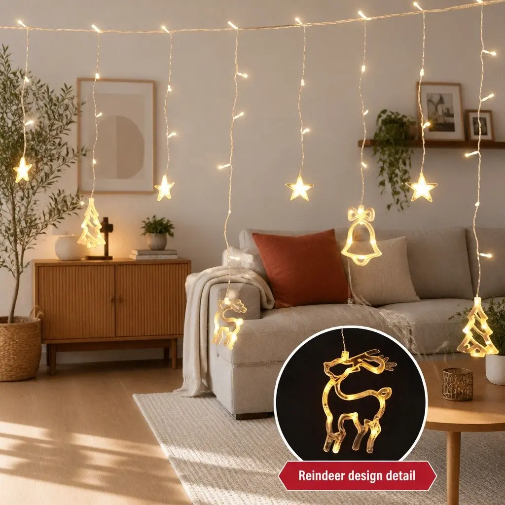 LED Icicle Christmas Lights Warm White 3M Indoor Outdoor Decoration 138 Bulbs 8 Modes