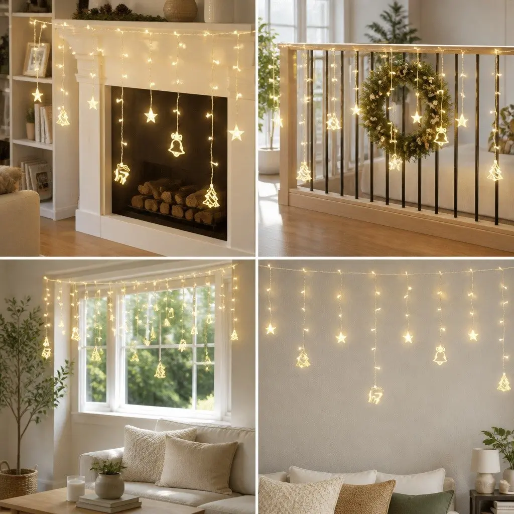 LED Icicle Christmas Lights Warm White 3M Indoor Outdoor Decoration 138 Bulbs 8 Modes