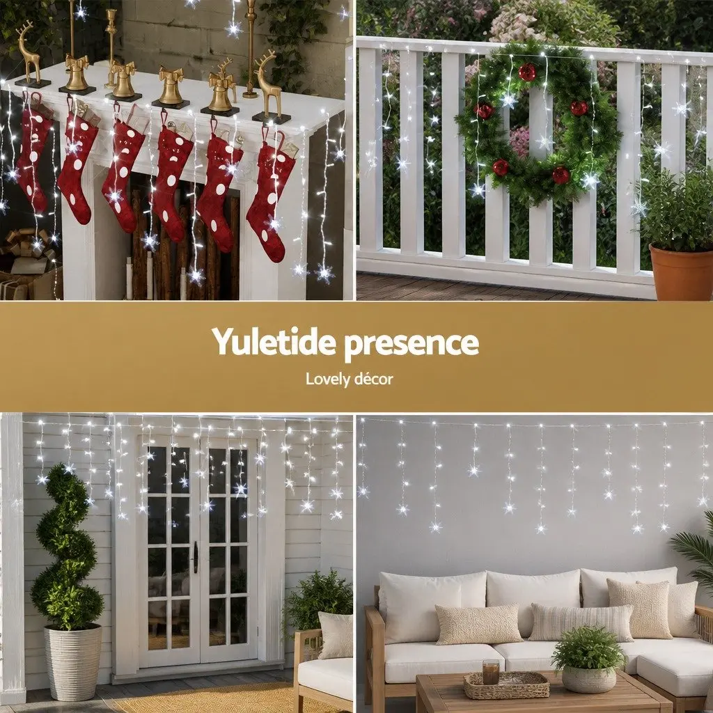 Icicle Christmas Lights 160 LED Cold White 6M Indoor Outdoor Decoration