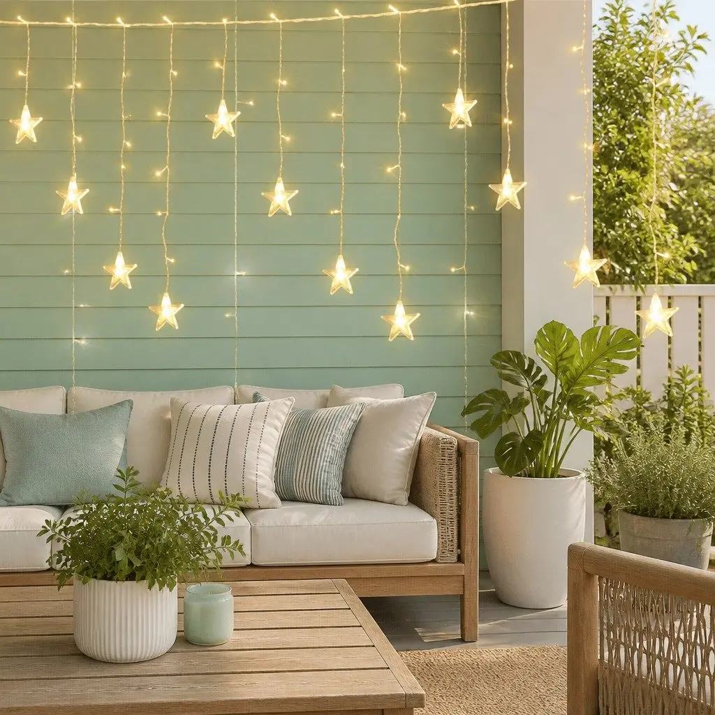 LED Icicle Christmas Lights Warm White 6M Outdoor Garden Decoration