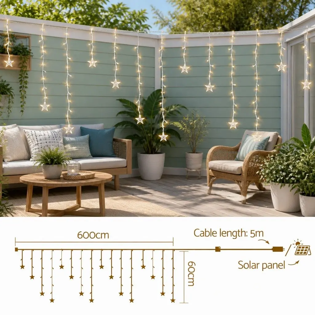 LED Icicle Christmas Lights Warm White 6M Outdoor Garden Decoration