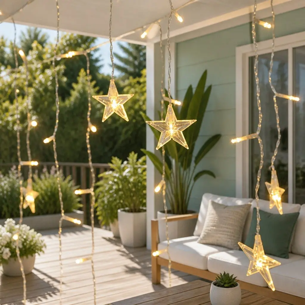LED Icicle Christmas Lights Warm White 6M Outdoor Garden Decoration