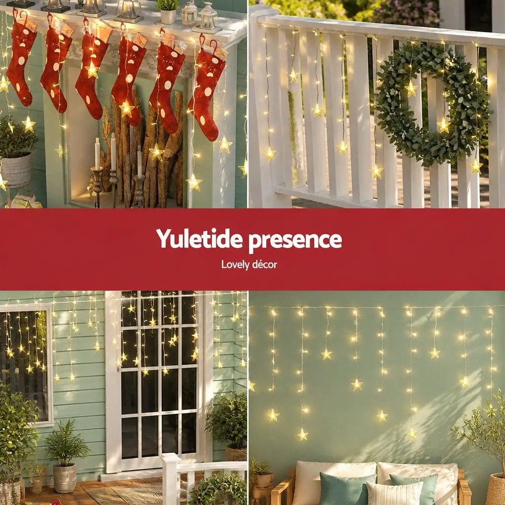 LED Icicle Christmas Lights Warm White 6M Outdoor Garden Decoration