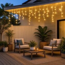 Warm Practicality of 12.5M Solar Icicle String Lights