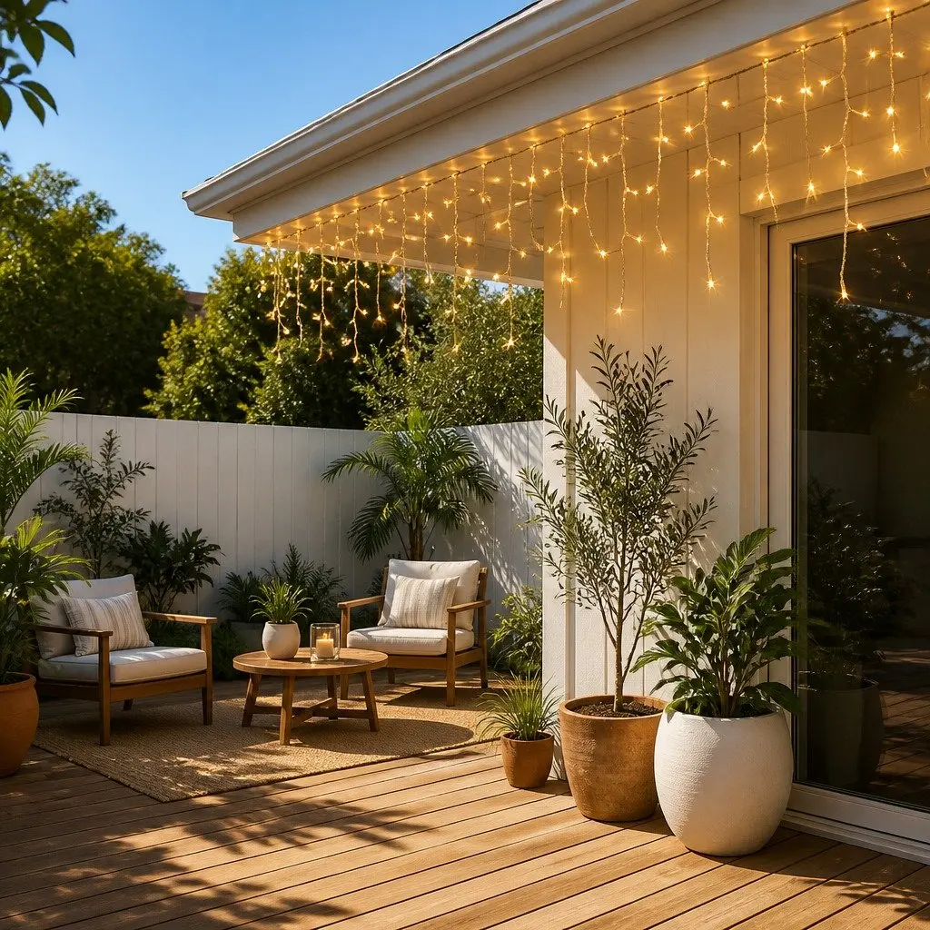 Outdoor Christmas Lights Warm White LED String Lights Solar Powered 12.5M 100 Drops