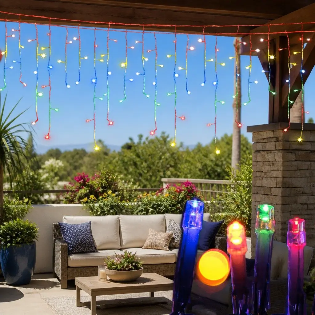Icicle Christmas Lights 20M Multi-Colour LED Outdoor Indoor Decoration