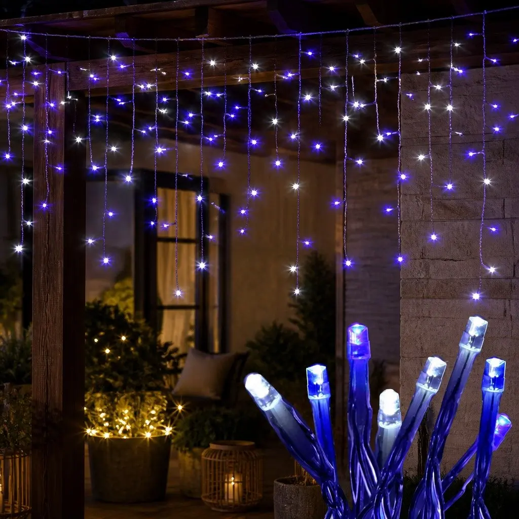 Icicle Lights 20M Blue LED Outdoor Indoor Christmas Decoration 8 Modes