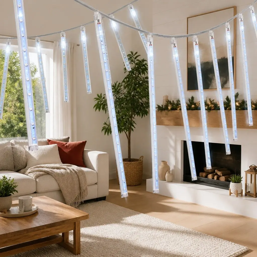 LED Icicle Christmas Lights 7 Meter Blue Indoor Outdoor 288 Bulbs