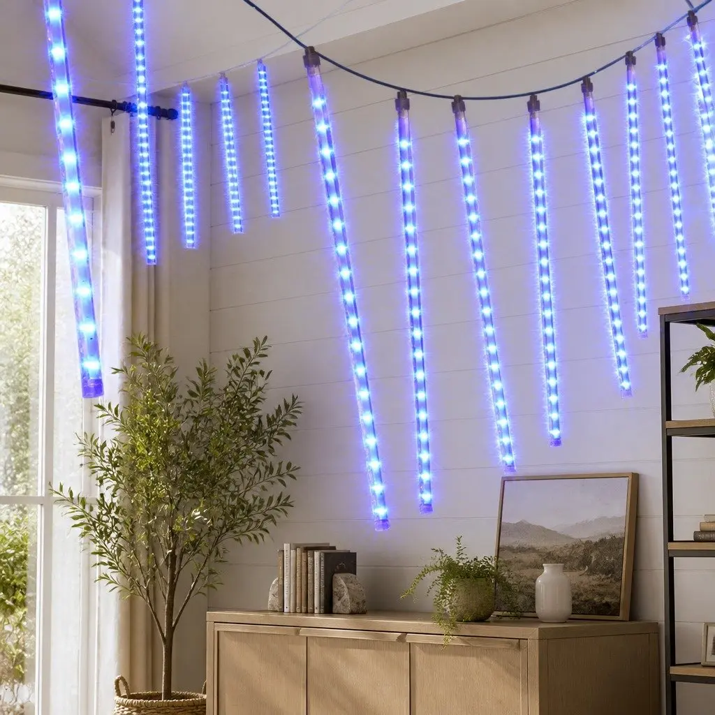 LED Icicle Christmas Lights 7 Meter Blue Indoor Outdoor 288 Bulbs