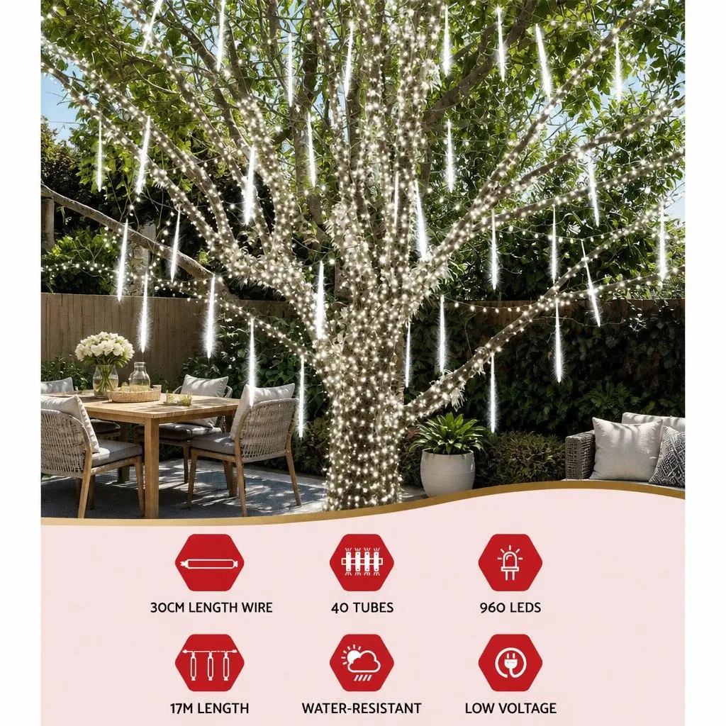 Icicle Shower Lights 12M Cold White LED Outdoor Indoor Christmas Decoration
