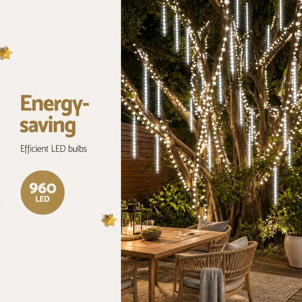 Icicle Shower Lights 12M Cold White LED Outdoor Indoor Christmas Decoration