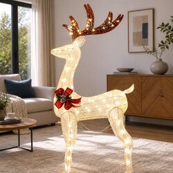 Warm White LED Reindeer Lights - 100 Bulb Display