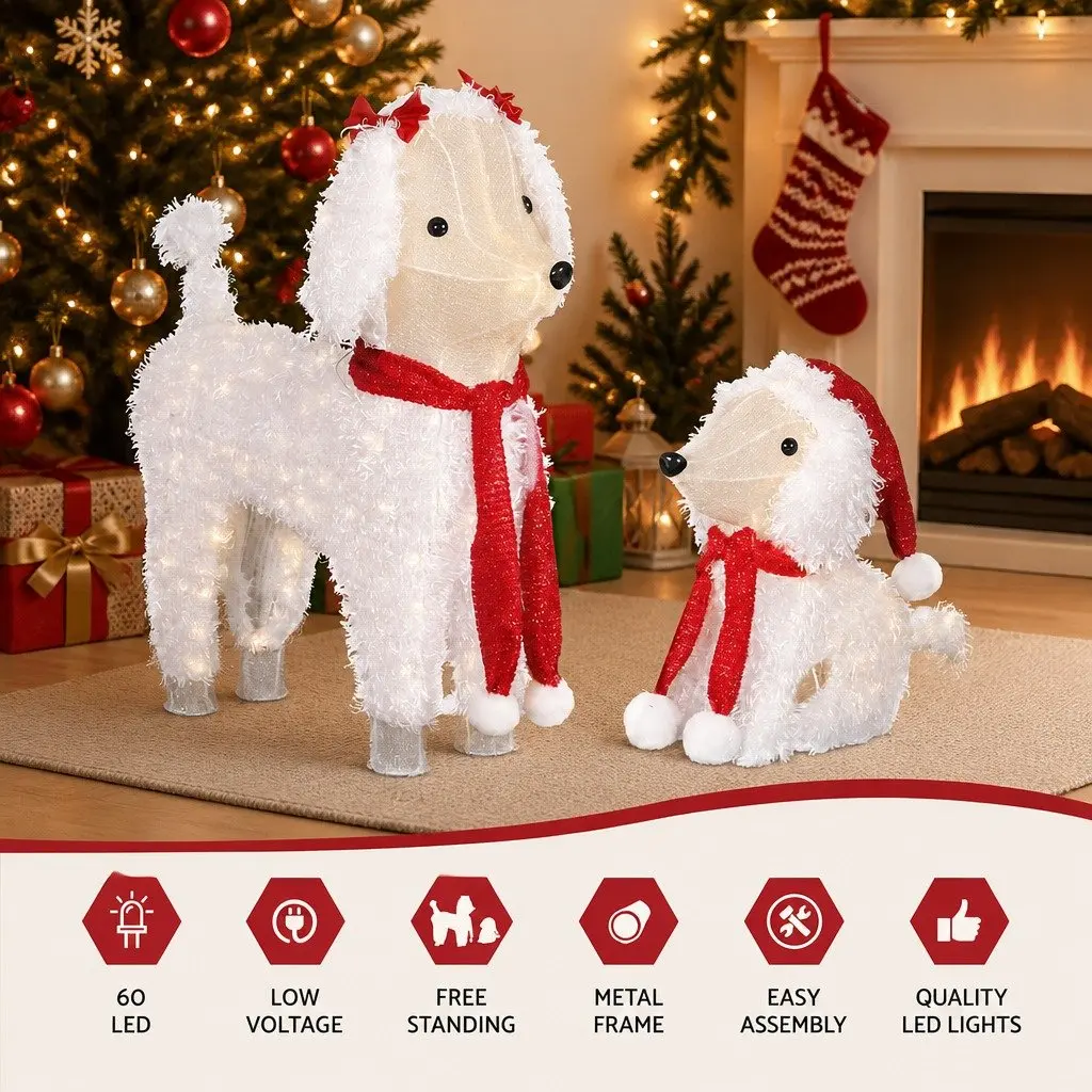 Christmas Dog Decorations 60 LED Lights Set Outdoor Garden Festive Display