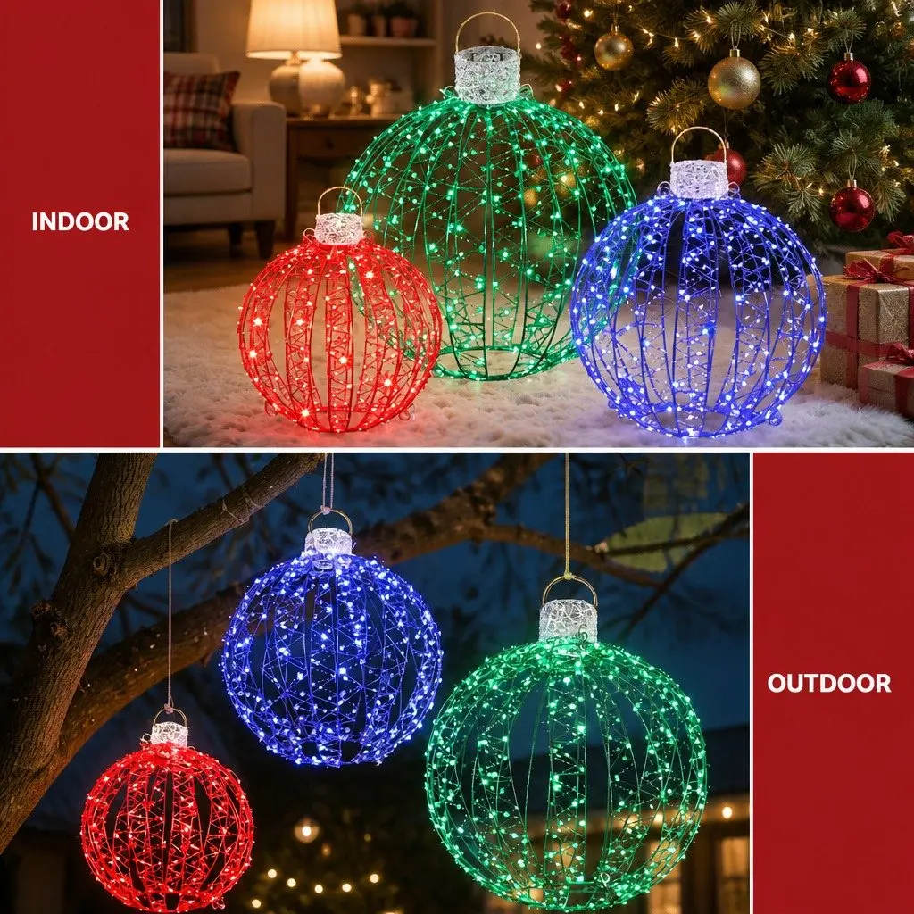 Christmas Lights 320 LED Light Set 3 Ball Decorations Multicolour Indoor Outdoor
