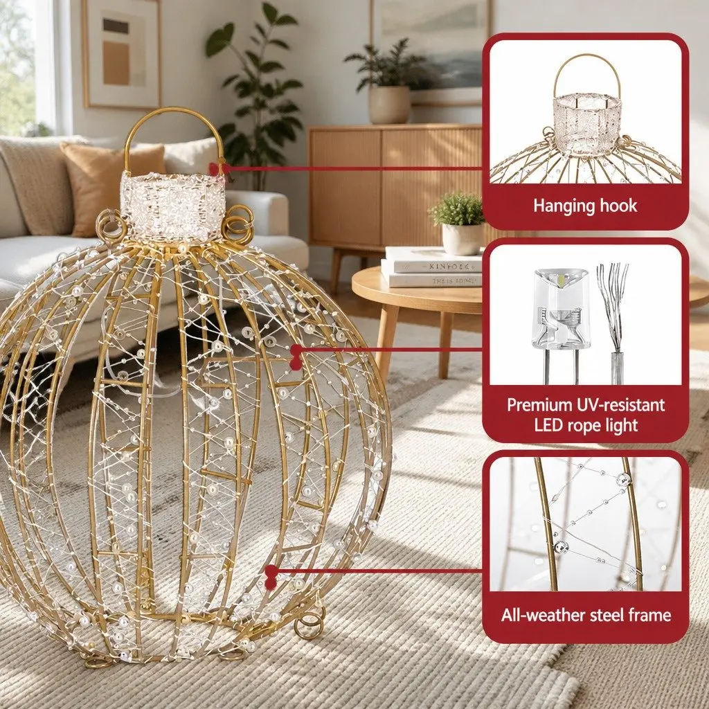 Christmas Lights 3 Piece 360 LED Light Ball Outdoor Indoor Decorations Warm White