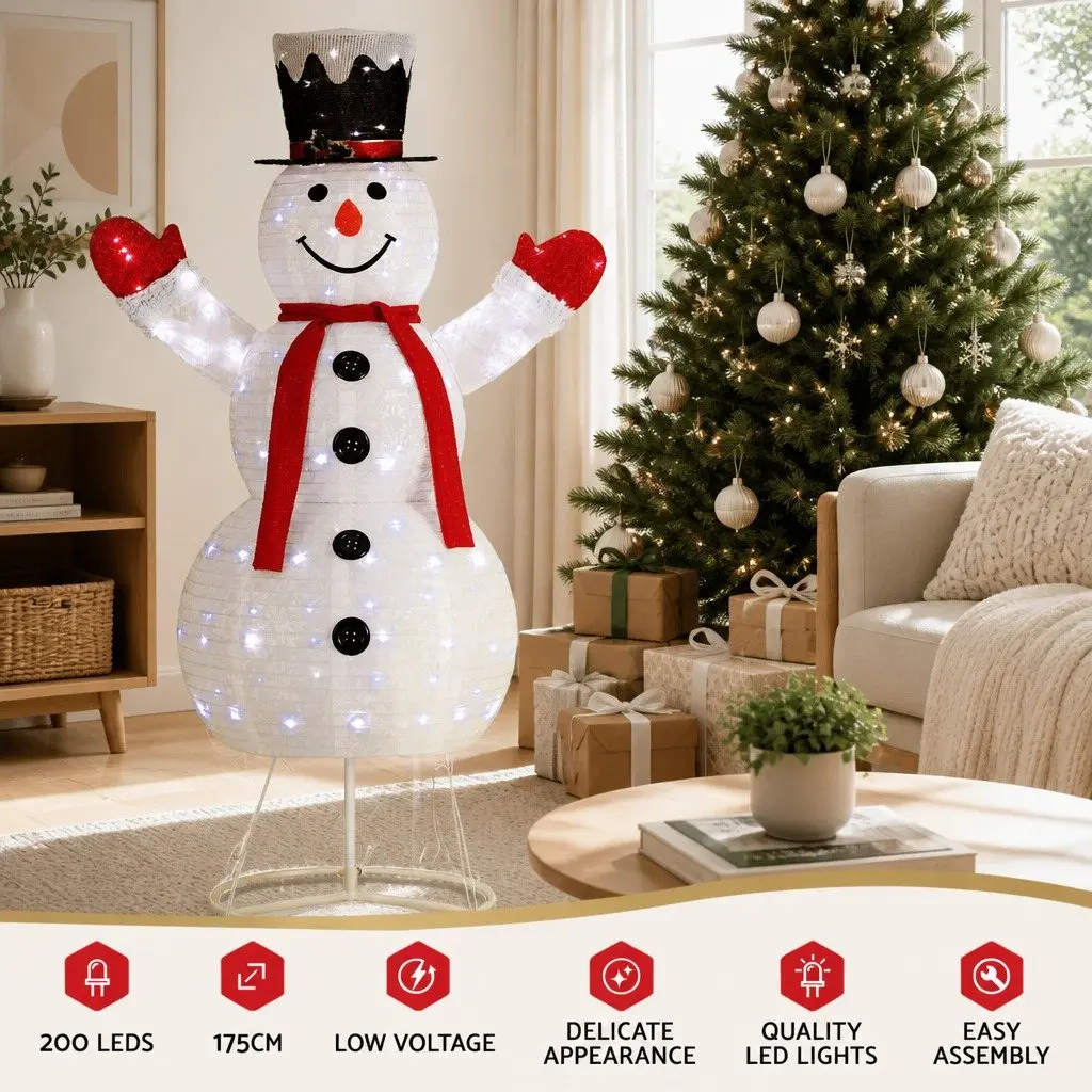 Christmas Light Snowman 1.7M 200 LED Warm White Outdoor Indoor Decoration