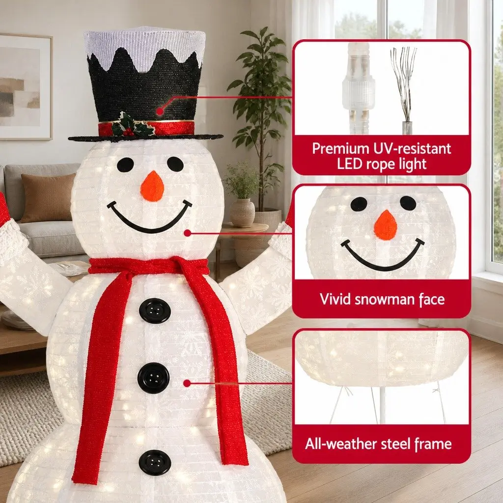 Christmas Light Snowman 1.7M 200 LED Warm White Outdoor Indoor Decoration